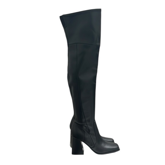 Nine West Shoes - Nine West Black Begone 3 Faux Leather Tall Over-The-Knee Boots Size 8.5